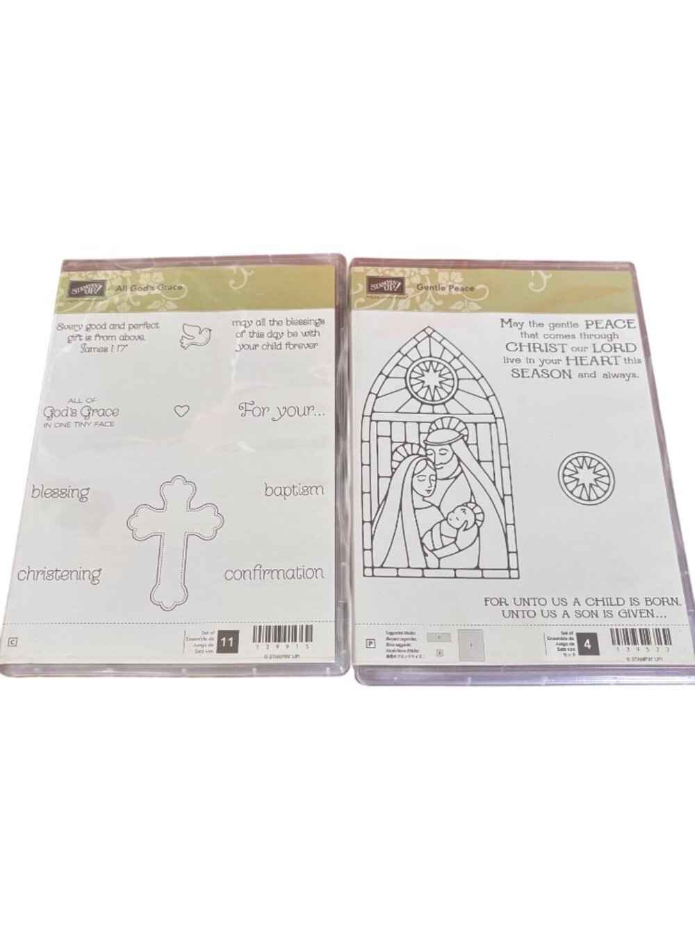 Stampin Up! Gentle Peace & All Gods Grace Clear-Mount Rubber Stamp Sets